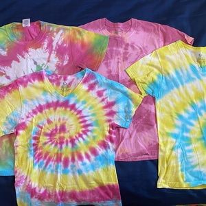 Four, custom tie dye t shirts, crew and v neck
